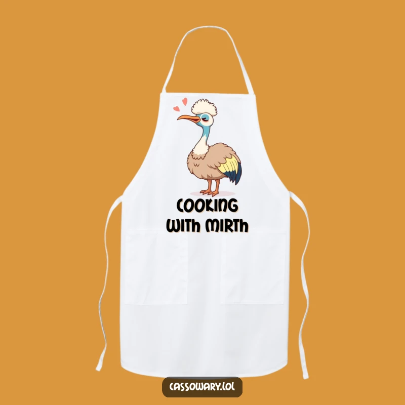 Funny Cassowary Laugh Apron: Chef's Joyful Bird, Kitchen Humor Gift