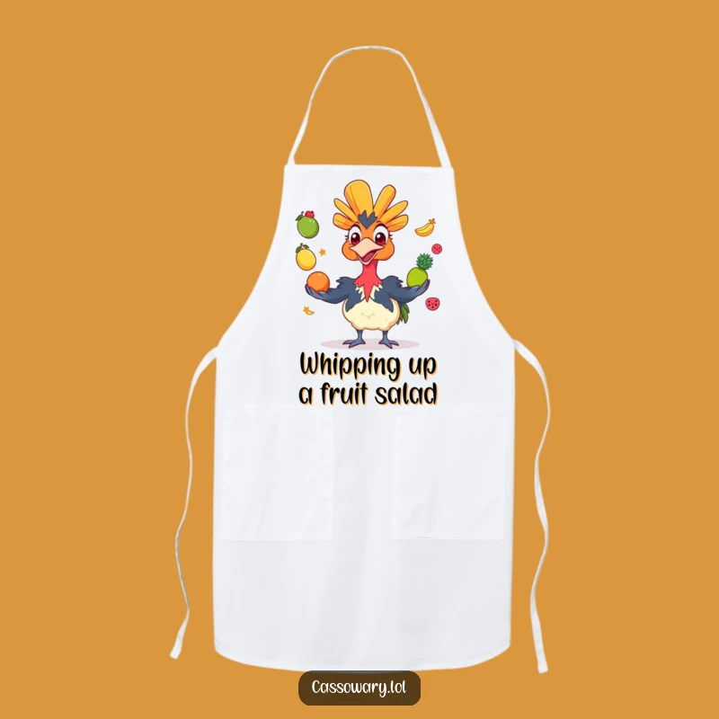 Funny Cassowary Juggling Fruit Apron - Kitchen Grinning Bird Gift