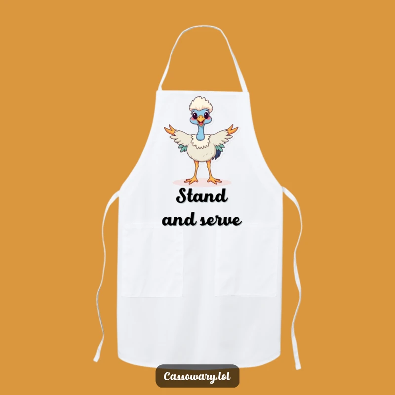 Funny Happy Cassowary Apron: Wide Stance Protection, Quirky Kitchen Fun
