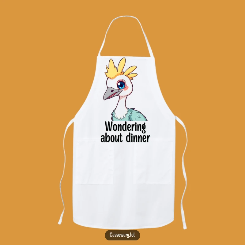 Funny Kawaii Cassowary Apron: Curious Tilt Kitchen Fun, Quirky Chef Gift