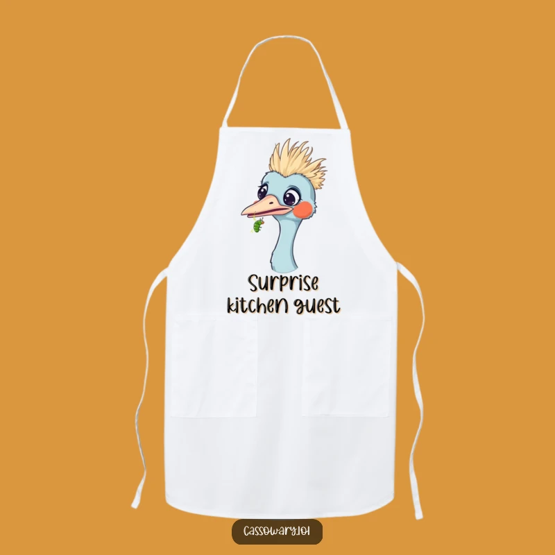 Funny Surprised Cassowary Caterpillar Apron - Cook with Surprise