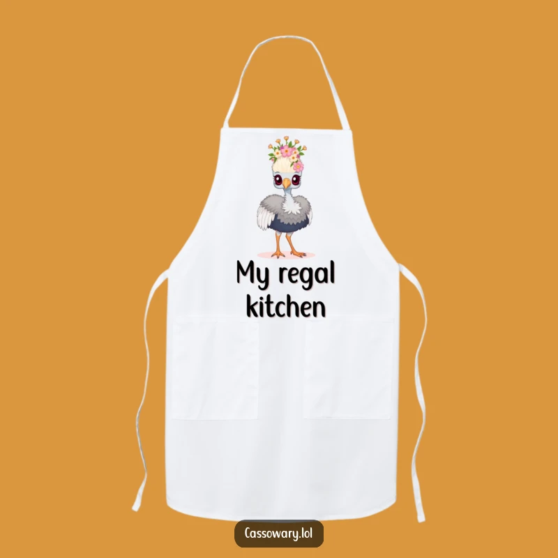 Funny Floral Crown Cassowary Apron - Kitchen Queen Bird Humor