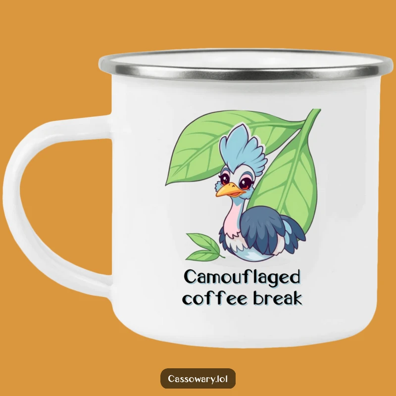 Funny Cassowary Leaf Peek Camping Mug - Outdoor Bird Gift