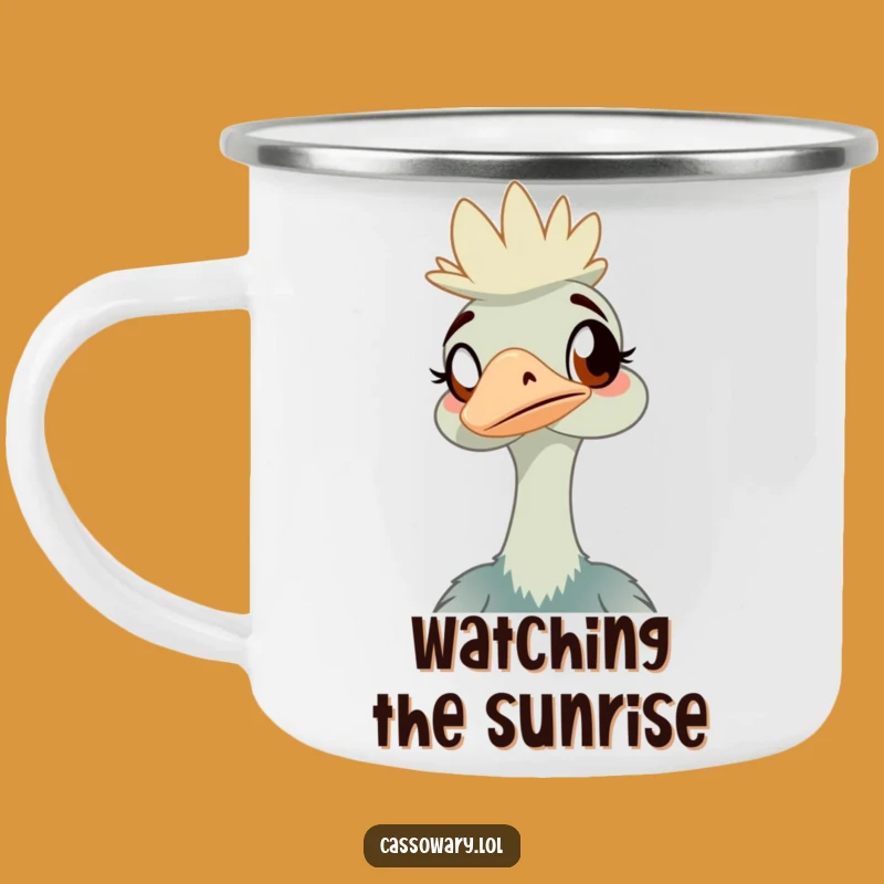 Funny Cassowary Camping Mug: Amused Bird Outdoor Cup, Hilarious Gift