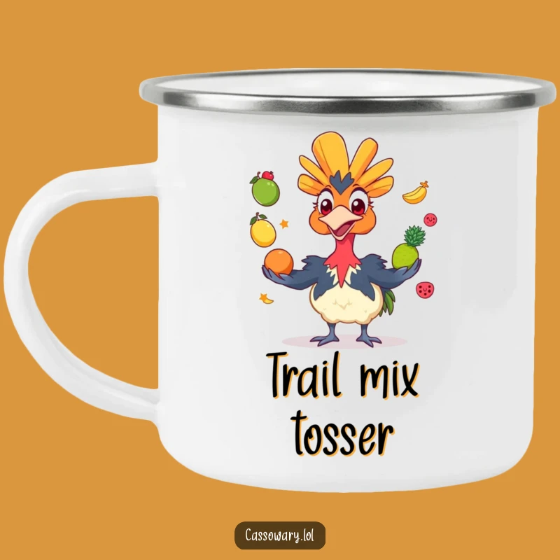 Funny Cassowary Juggling Fruit Camping Mug - Outdoor Bird Gift