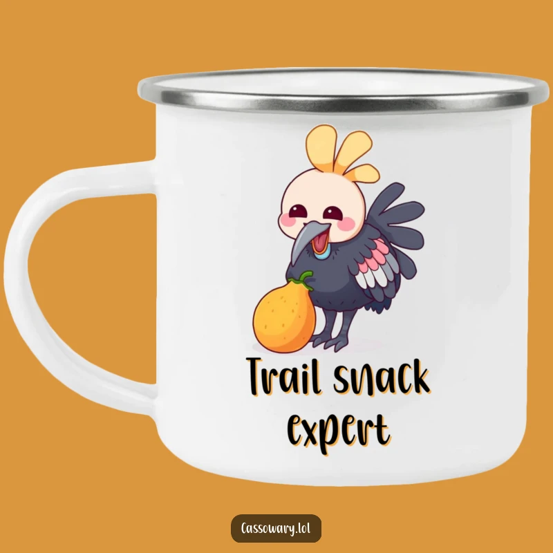 Funny Kawaii Cassowary Fruit Peck Camping Mug - Cheerful Snack Art