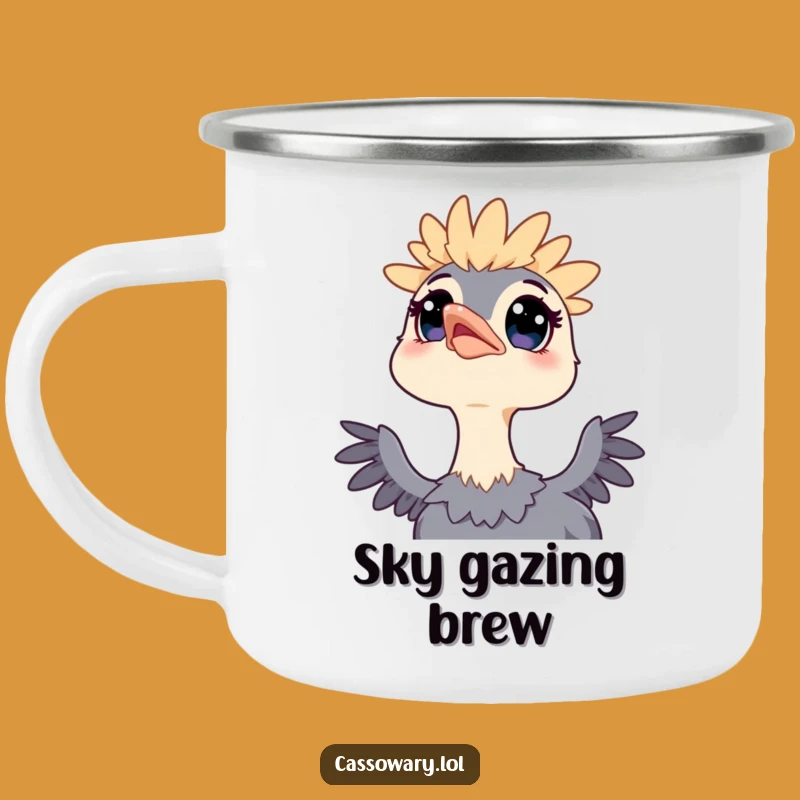 Funny Kawaii Cassowary Sky Gazer Camping Mug - Wanderlust Bird Art