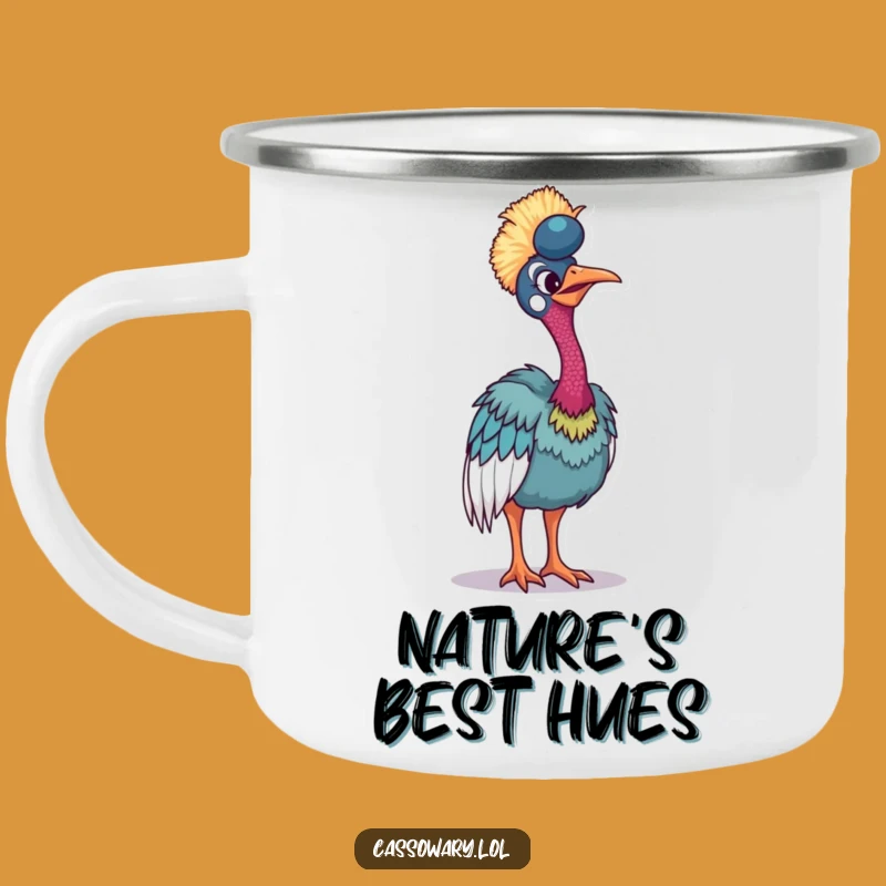 Funny Vibrant Cassowary Camping Mug - Colorful Outdoor Bird Gift