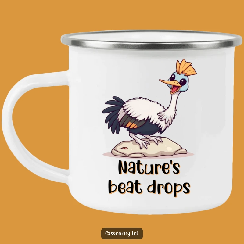 Funny Cassowary Tapping Camping Mug: Joyful Adventures, Perfect Gift