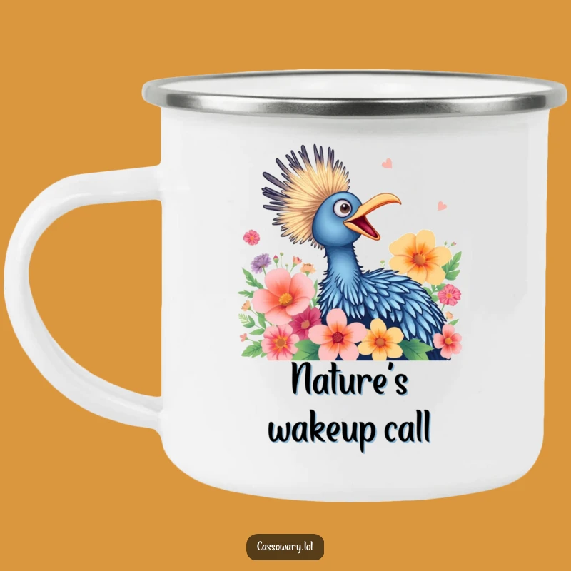 Funny Cassowary Flower Squawk Camping Mug - Bird's Joyful Sound Cup