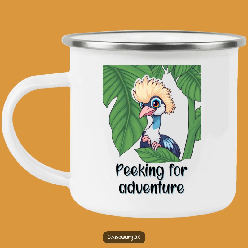 Durable Funny Cassowary Leaf Peek Mug - Jungle Adventures!