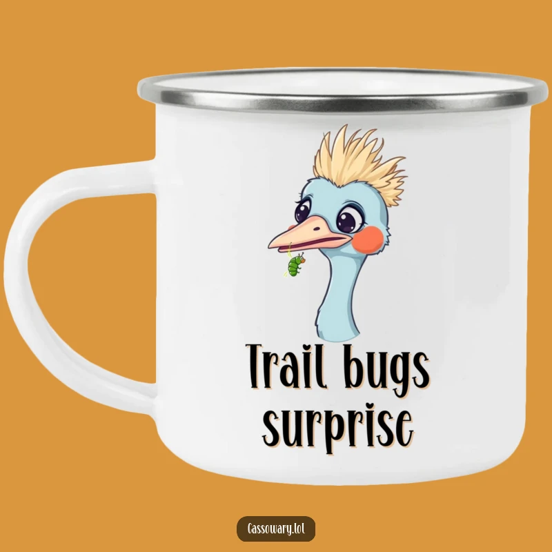 Funny Surprised Cassowary Caterpillar Camping Mug - Outdoor Surprise