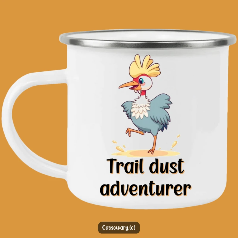 Funny Cassowary Joyful Leap Camping Mug: Adventure Energy Gift