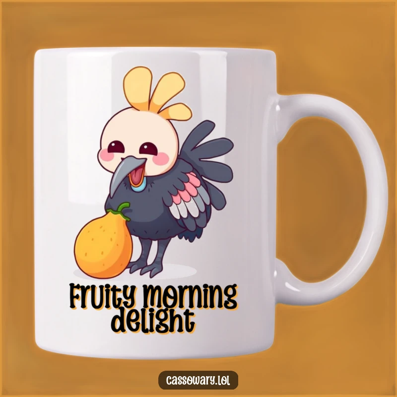 Funny Kawaii Cassowary Fruit Peck Mug - Happy Bird Snack Art Gift