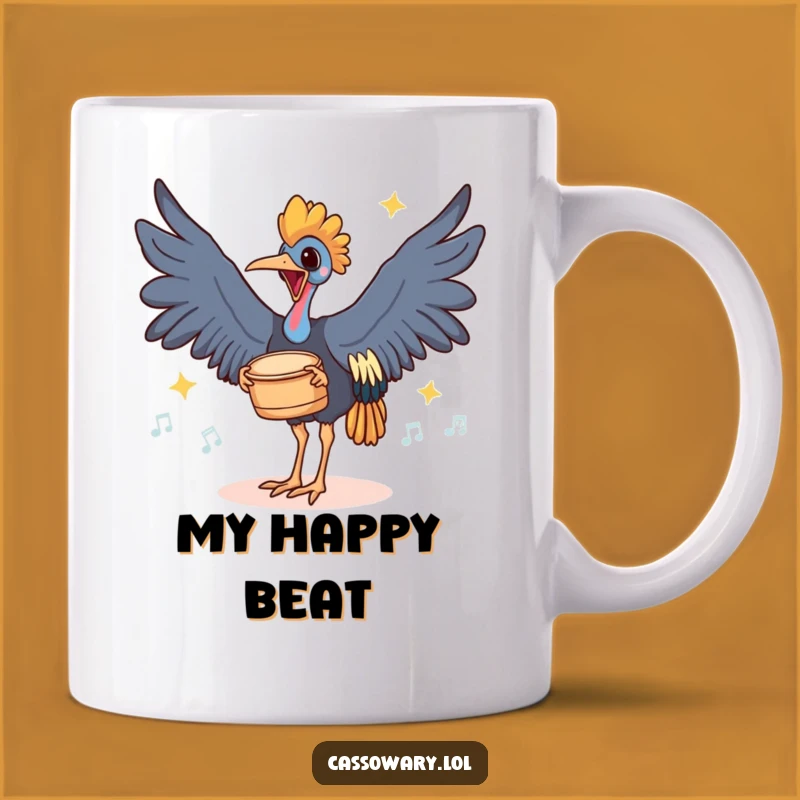 Funny Cassowary Drummer Mug - Happy Bird's Rhythmic Foot Taps Gift