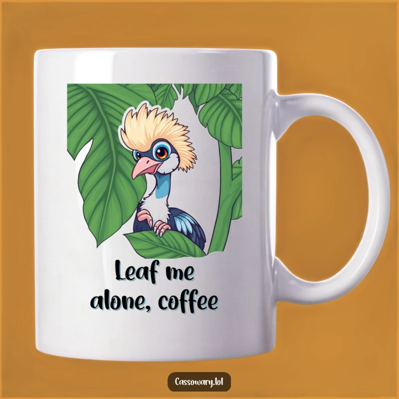 Funny Cassowary Leaf Peek Mug - A Hilarious Jungle Surprise Gift!