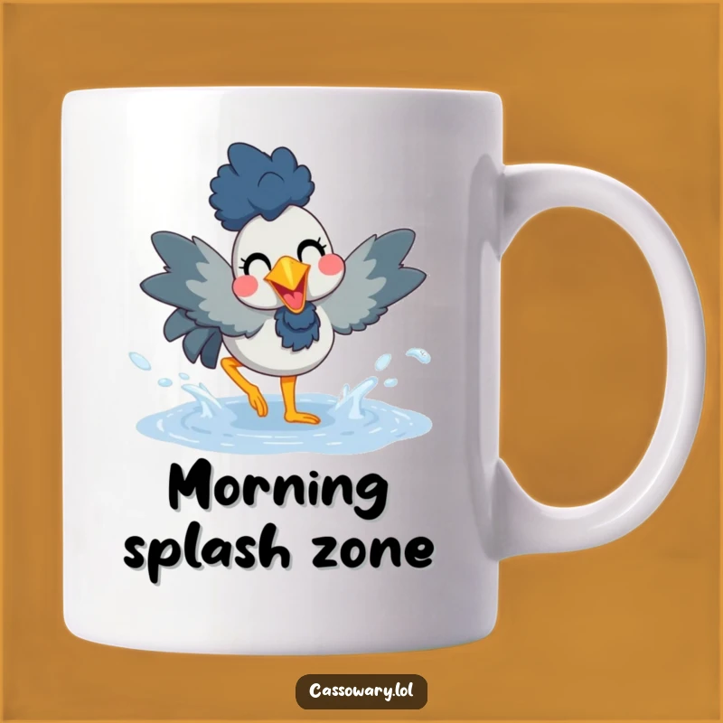 Funny Cassowary Puddle Splashing Mug - Joyful Bird Lover Gift Idea