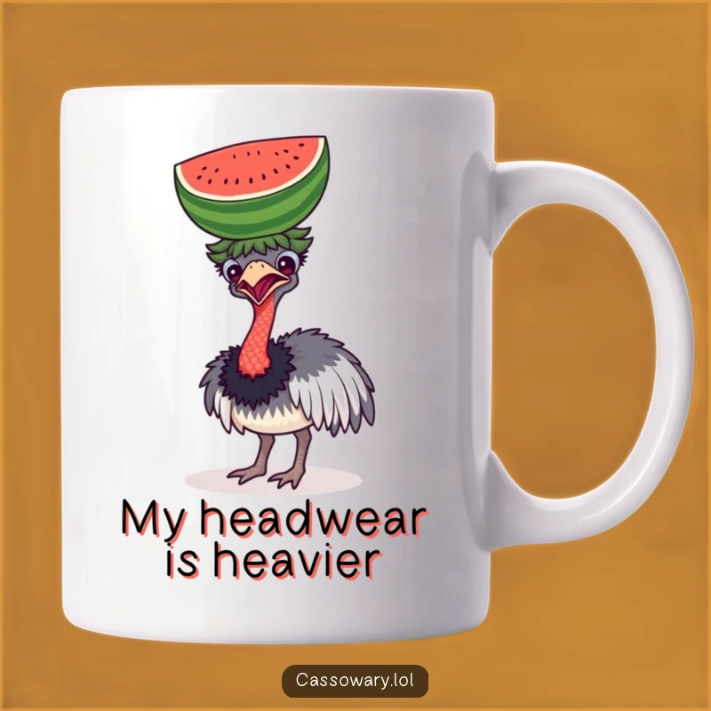 Funny Cassowary Watermelon Head Balancing Mug - Hilarious Bird Gift Idea
