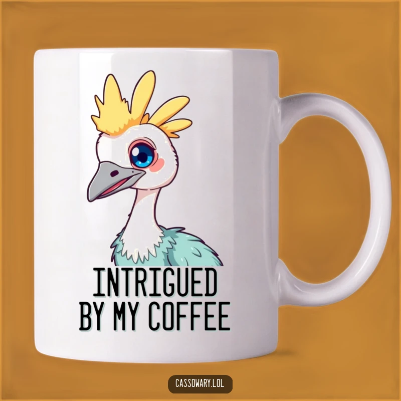 Funny Kawaii Cassowary Mug: Curious Tilt, Bright Eye, Perfect Quirky Gift