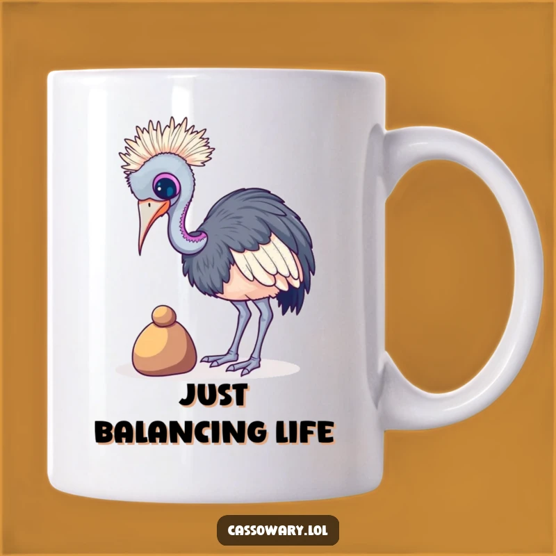 Funny Cassowary Pebble Balance Mug: A Hilarious Gift for the Clumsy