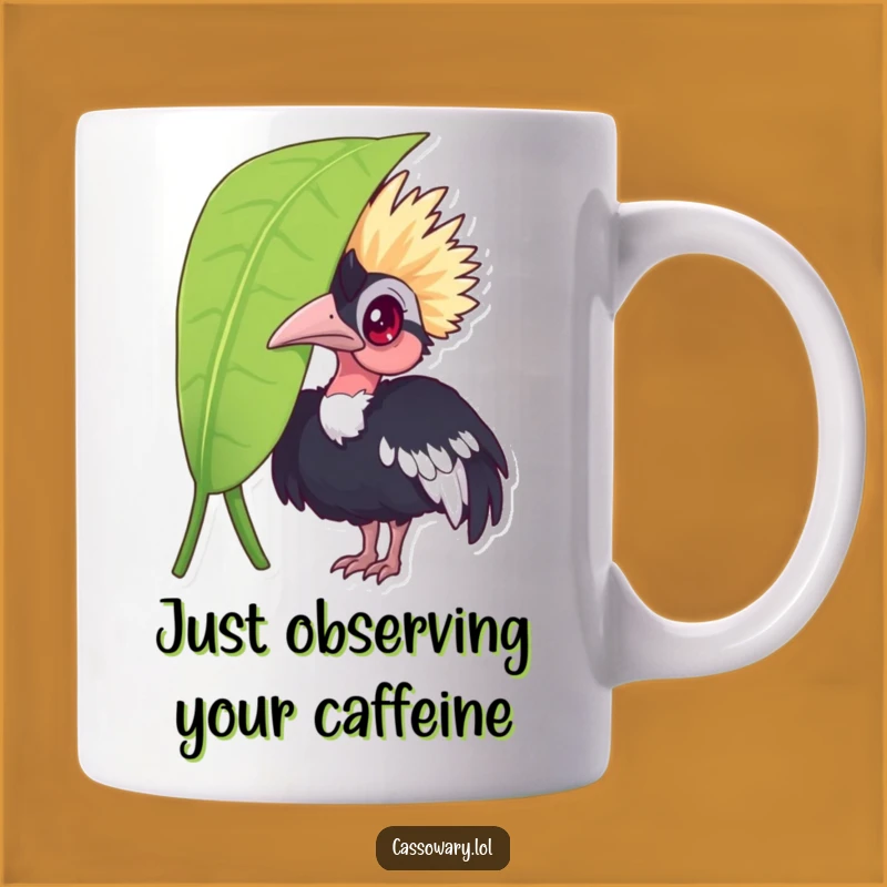 Funny Cassowary Leaf Peek Mug: A Humorous Gift for Bird Lovers