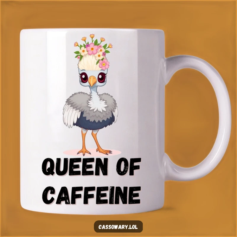 Funny Floral Crown Cassowary Mug - Regal Bird Gift