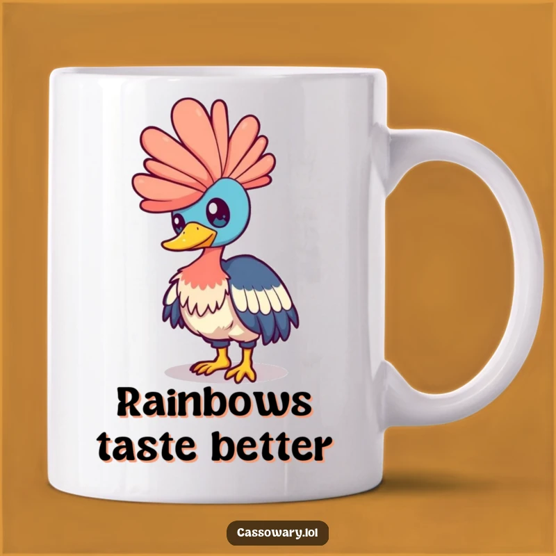 Funny Cassowary Rainbow Mug: Touch the Sky With Joy