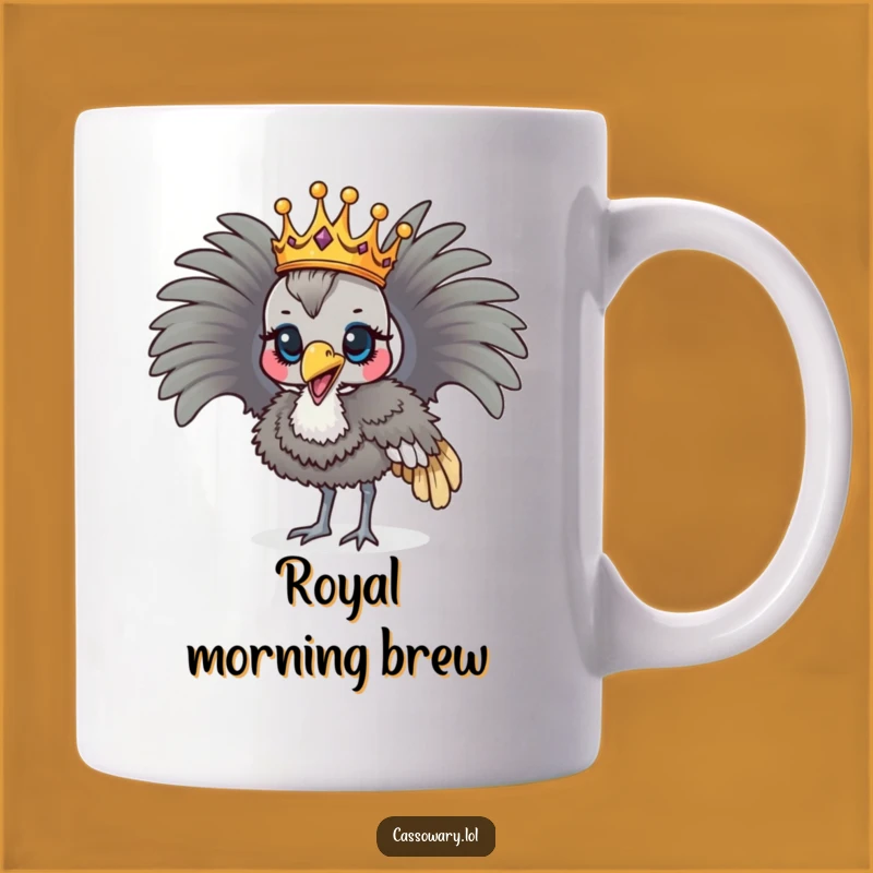 Funny Regal Cassowary Mug - Crowned Bird Parading with Pride