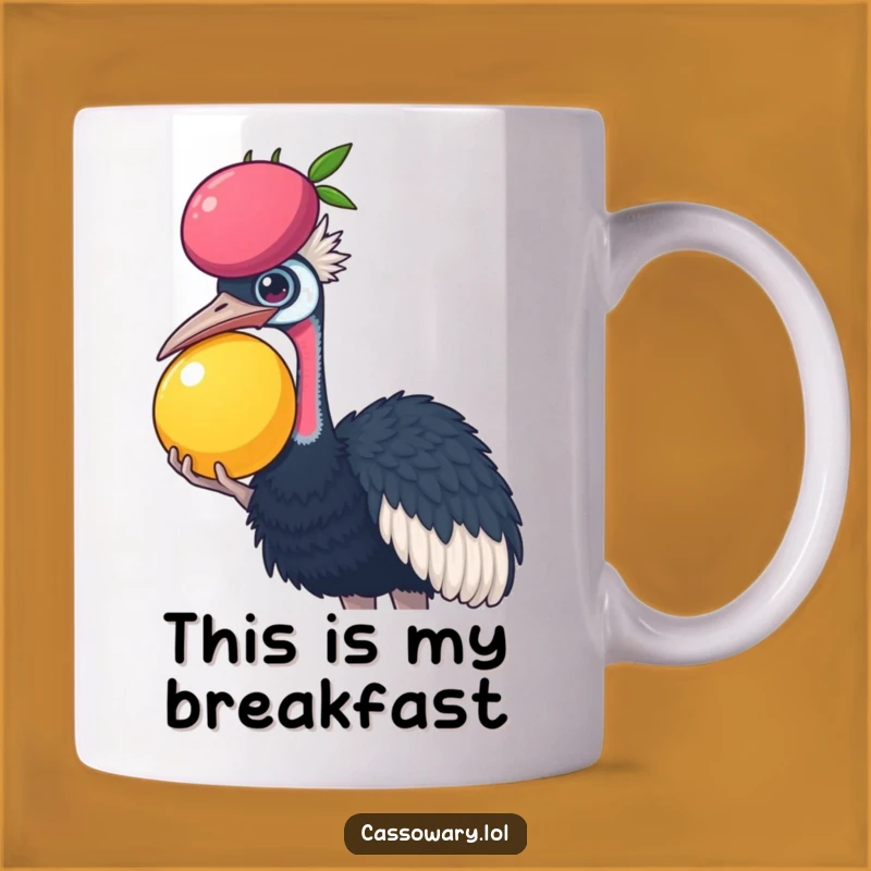 Funny Cassowary Fruit Balance Mug - Hilarious Bird Balancing Act Gift