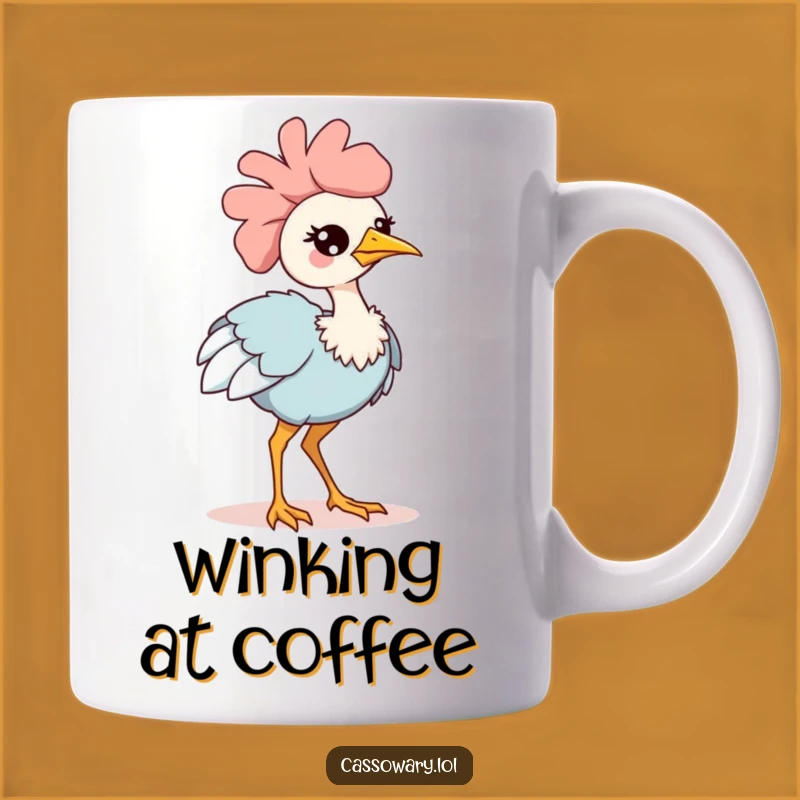 Funny Kawaii Cassowary Wink Mug: Adorable & Playful Bird Lover's Funny Gift