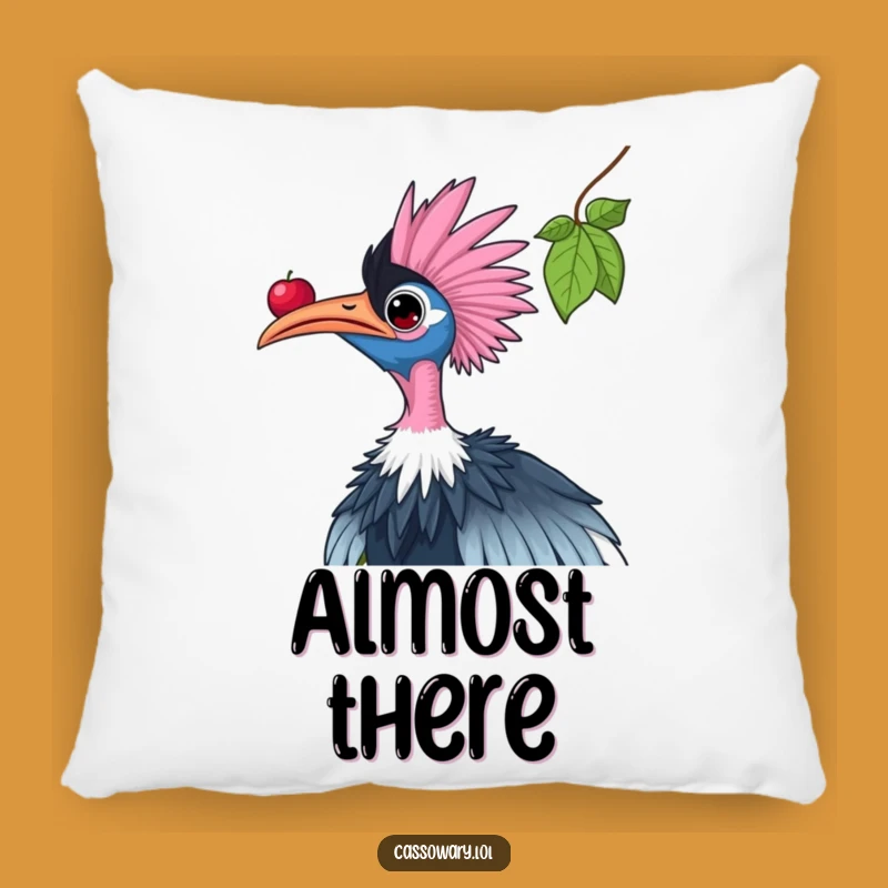 Funny Cassowary Pillow: Reaching for Berries, Cozy Humorous Cushion Gift