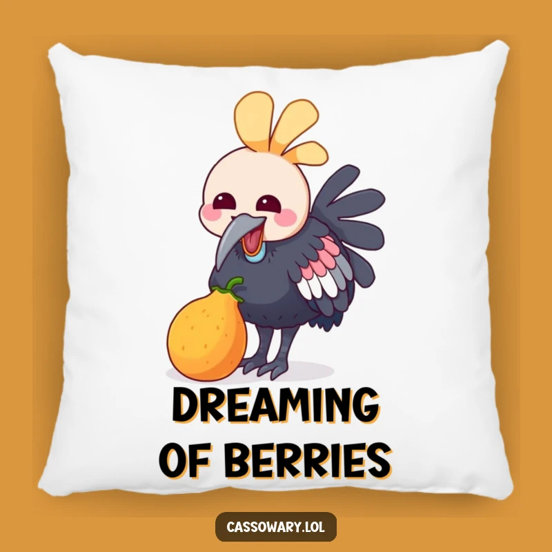 Funny Kawaii Cassowary Fruit Peck Pillow - Cozy Snack Accent