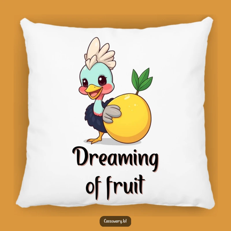 Funny Cassowary Fruit Time Pillow: Snuggle Up with Smiles