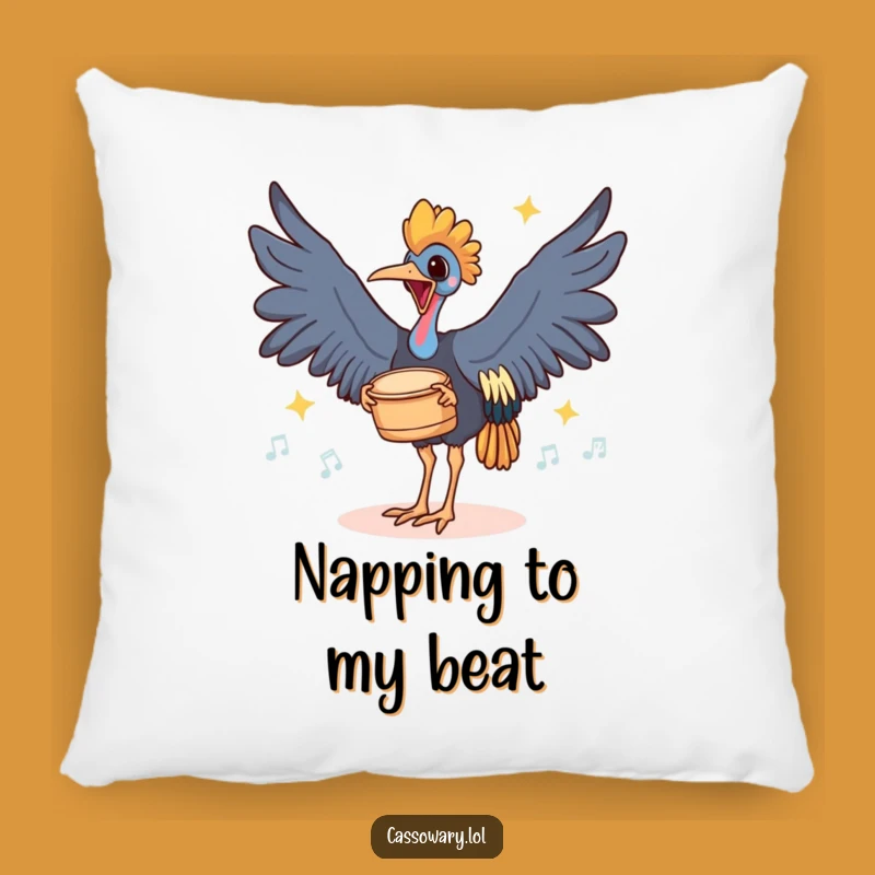 Funny Cassowary Drummer Pillow - Cozy Bird's Rhythmic Foot Taps Comfort