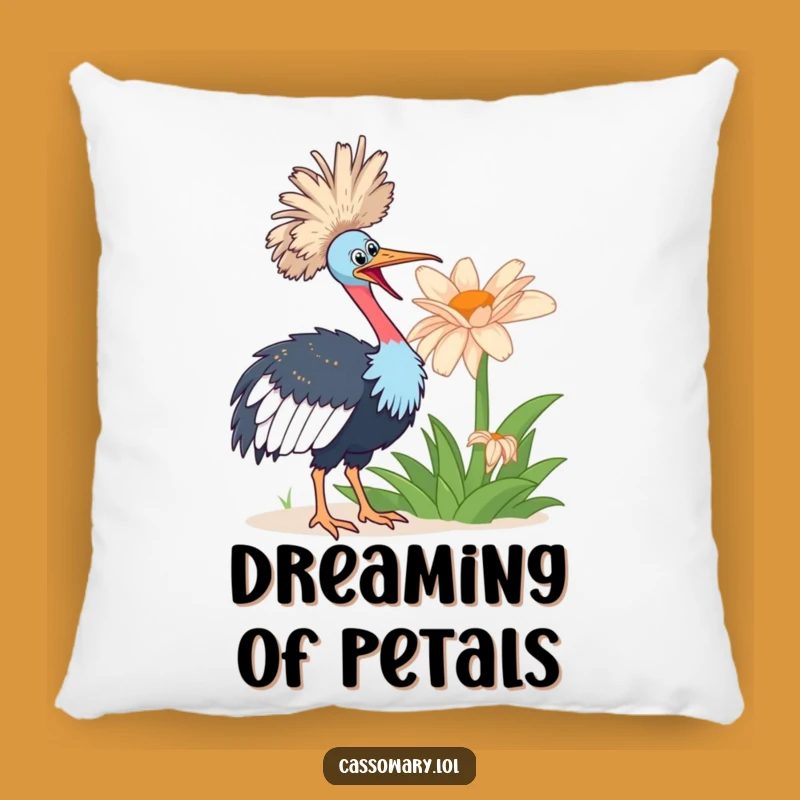 Funny Cassowary Flower Pillow: Soft Bird Cushion, Perfect Humorous Gift for Cozy Nature Vibes