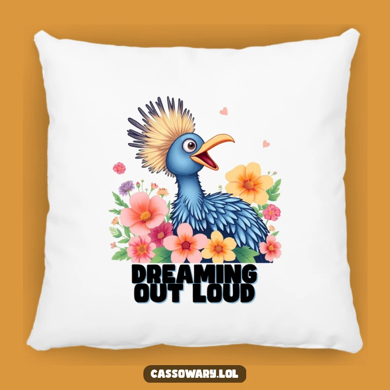Funny Cassowary Flower Squawk Pillow - Cozy Bird's Joyful Sound Comfort