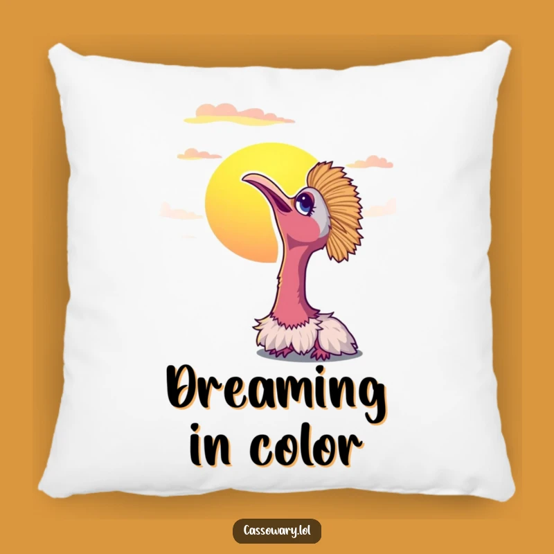 Funny Cassowary Sunset Pillow: Cozy Bird Art for Serene Comfort Gift