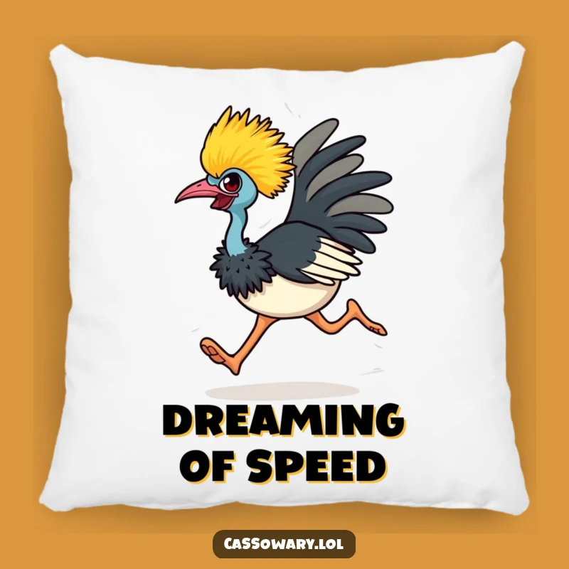 Funny Determined Cassowary Pillow - Cozy & Energetic Bird Accent