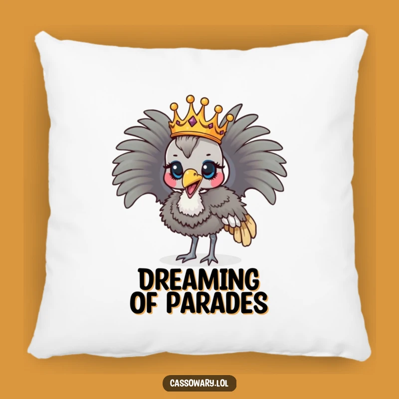 Funny Regal Cassowary Pillow - Crowned Bird Parading Comfort