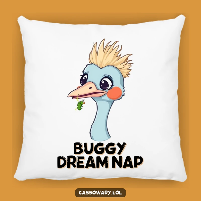 Funny Surprised Cassowary Caterpillar Pillow - Comfy & Comical Decor