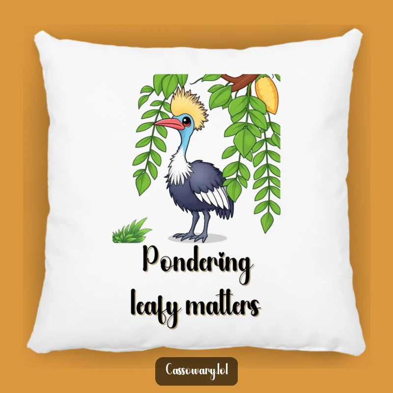 Funny Cassowary Pillow - Curious Bird Tilting Head