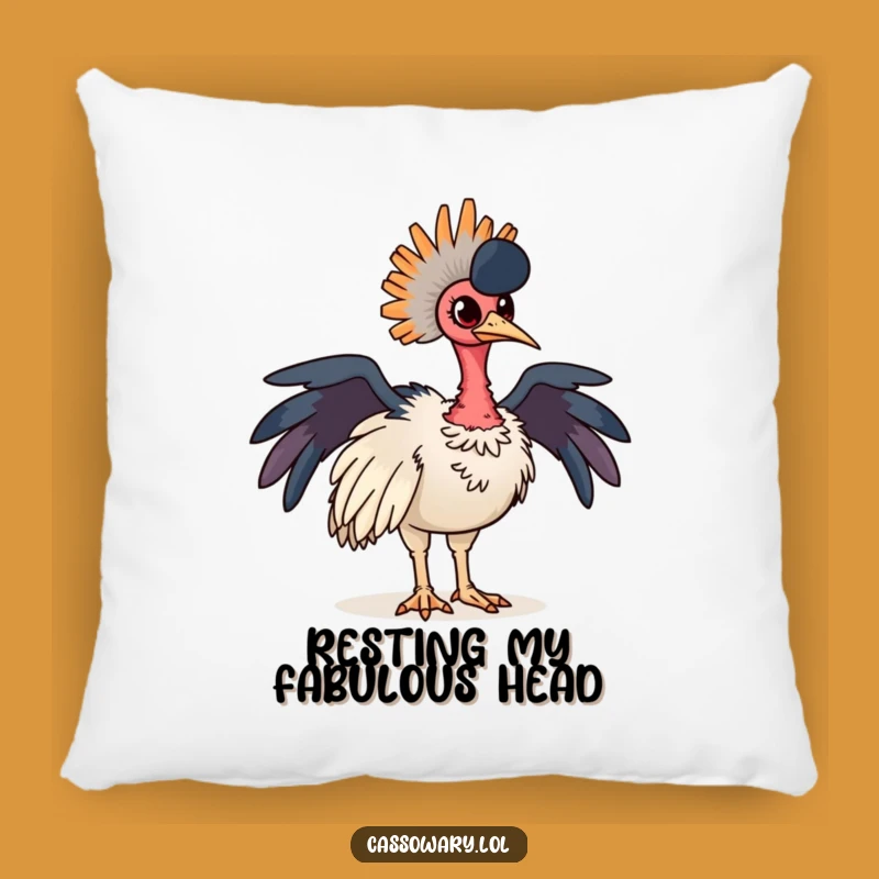 Funny Cassowary Pride Pillow: Cozy Colorful Feathered Friend Accent Gift