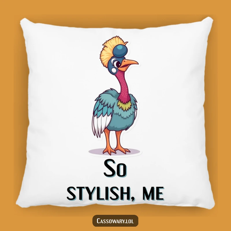 Funny Vibrant Cassowary Pillow - Cozy Colorful Accent