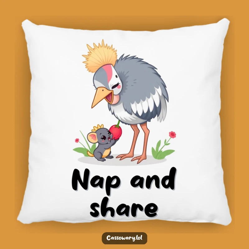 Soft Funny Cassowary Berry Share Pillow - Cuddle with Kindness!