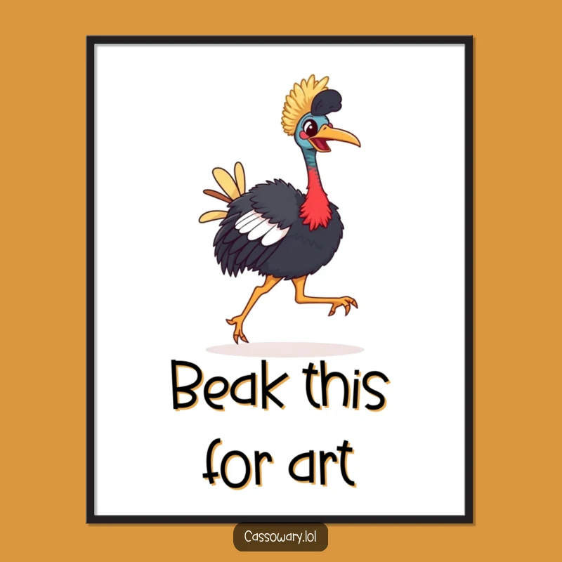 Funny Cassowary Digital Art - Comical Strut Print for Instant Joy