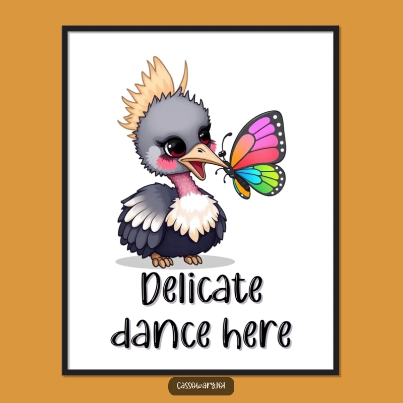 Funny Cassowary Butterfly Digital Art - Playful Bird's Gentle Nudge Download