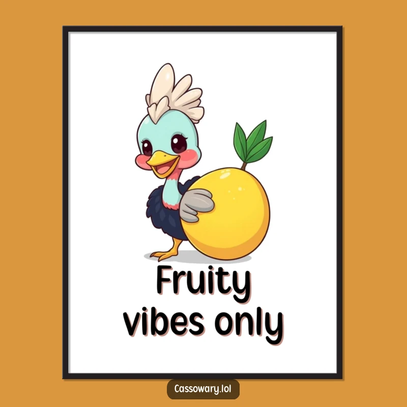 Funny Cassowary Fruit Joy Digital Art: Instant Happiness for Your Walls