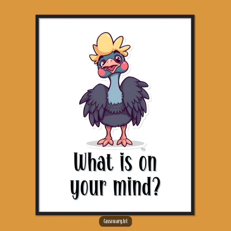 Funny Cassowary Curious Digital Art: Playful Bird Printable - Hilarious Unique Gift