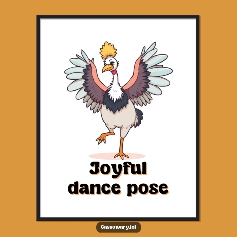 Funny Cassowary Dancing Digital Art - Happy Bird Decor
