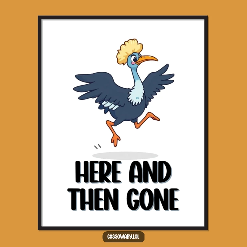 Funny Cassowary Dash Digital Art: Powerful Bird Printable - Hilarious Unique Gift